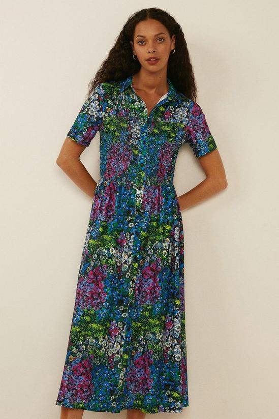 Oasis Ditsy Shirred Waist Midi Shirt Dress 4