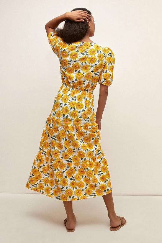 Oasis Textured Tiered Sunflower Midi Dress 3