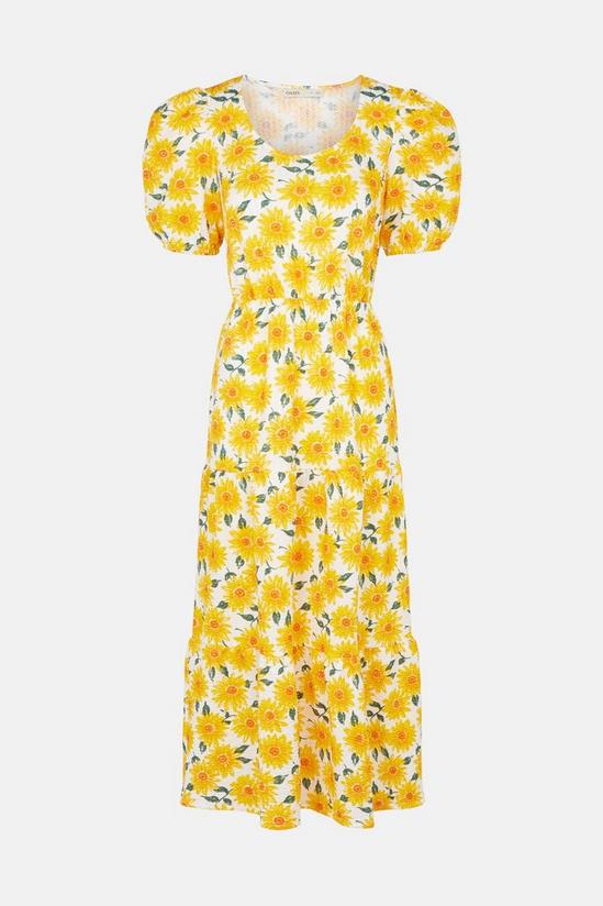 Oasis Textured Tiered Sunflower Midi Dress 5