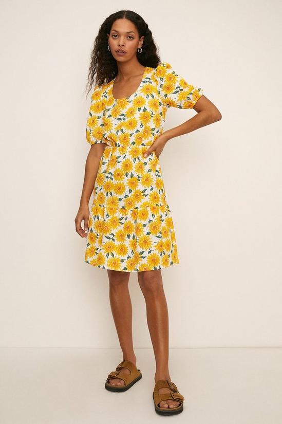 Oasis Textured Tiered Sunflower Mini Dress 1
