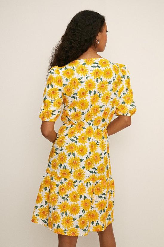 Oasis Textured Tiered Sunflower Mini Dress 3