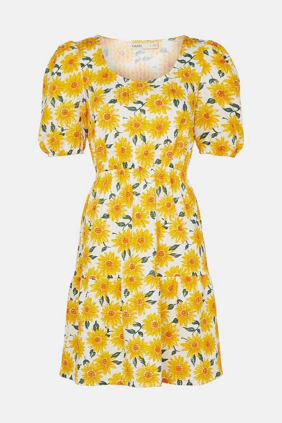 Oasis Textured Tiered Sunflower Mini Dress 4