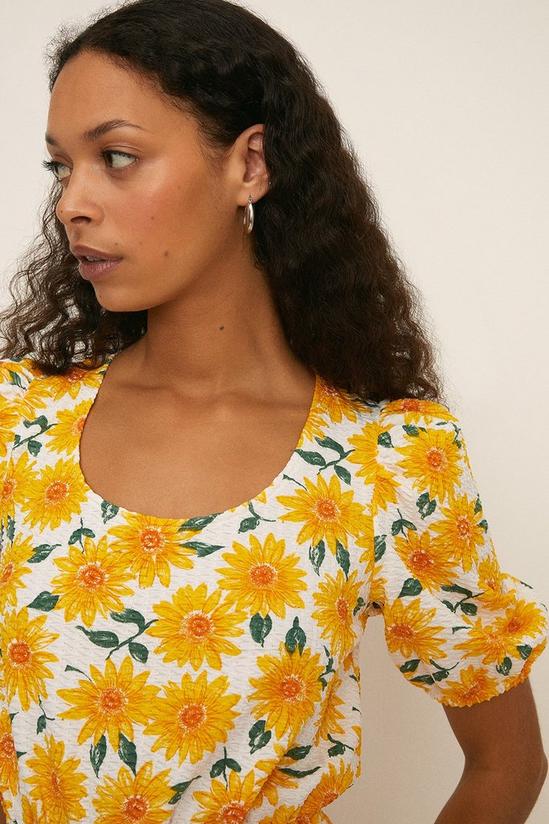 Oasis Textured Tiered Sunflower Mini Dress 5