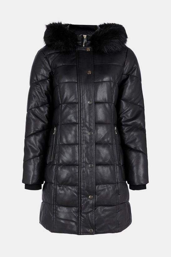Oasis Faux Leather Padded Coat 4