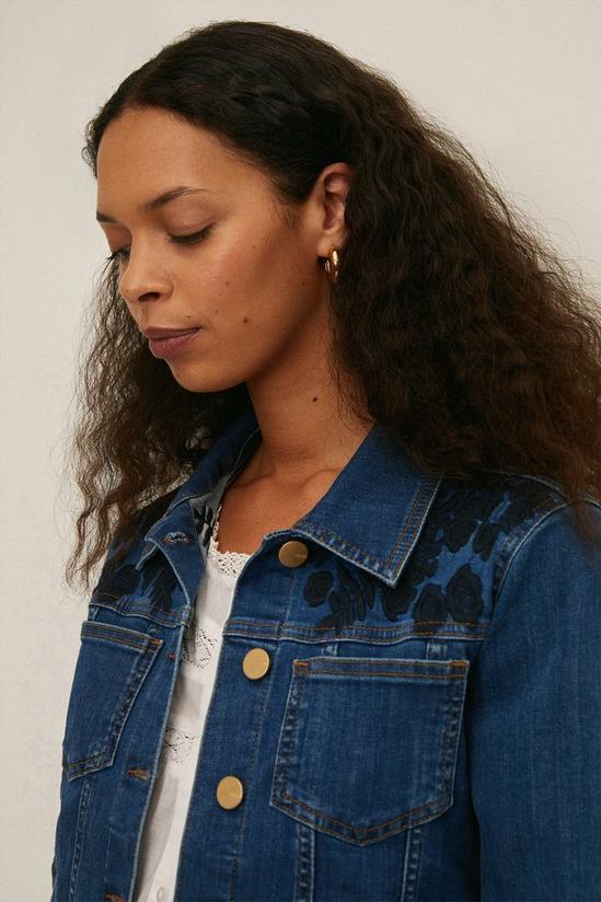 Oasis Embroidered Denim Fitted Jacket 4