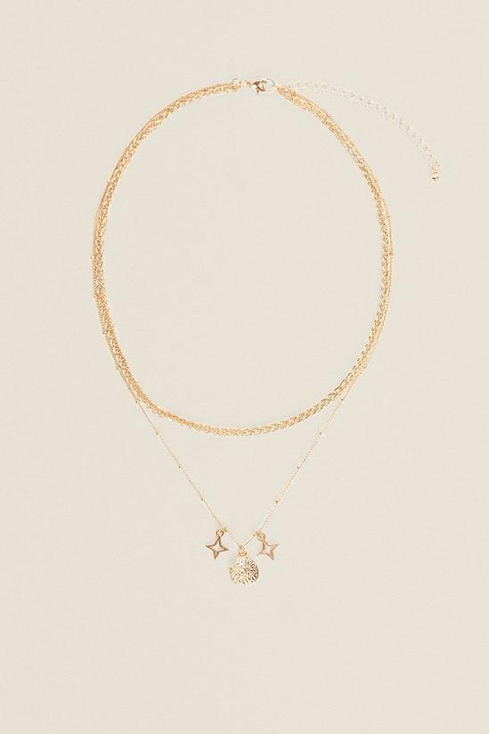 Oasis Charm Detail Double Layer Necklace 1