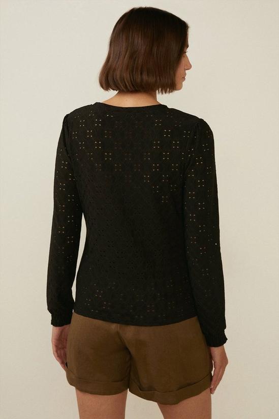 Oasis Broderie Shirred Cuff Long Sleeve Top 3
