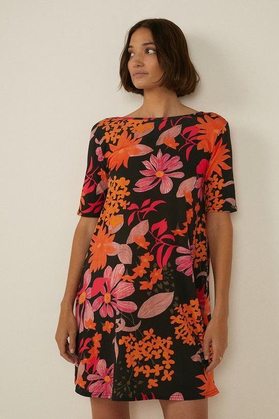 Oasis Floral Print Scoop Back Trapeze Mini Dress 1
