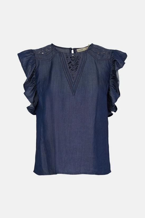 Oasis Lightweight Denim And Lace Blouse 5