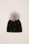 Oasis Mixed Gem Knitted Pom Beanie Hat thumbnail 1