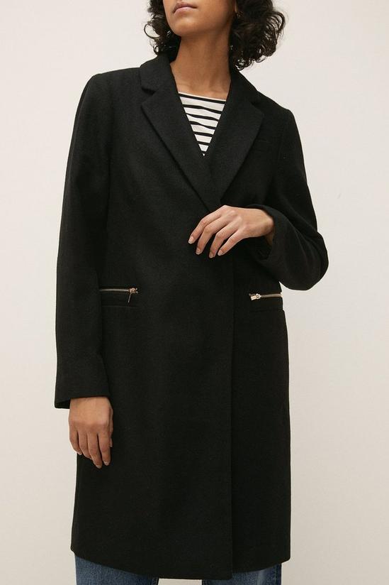 Oasis Wool Mix Trim Detail Tailored Coat 2