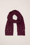 Oasis Embellished Rib Knitted Scarf thumbnail 1
