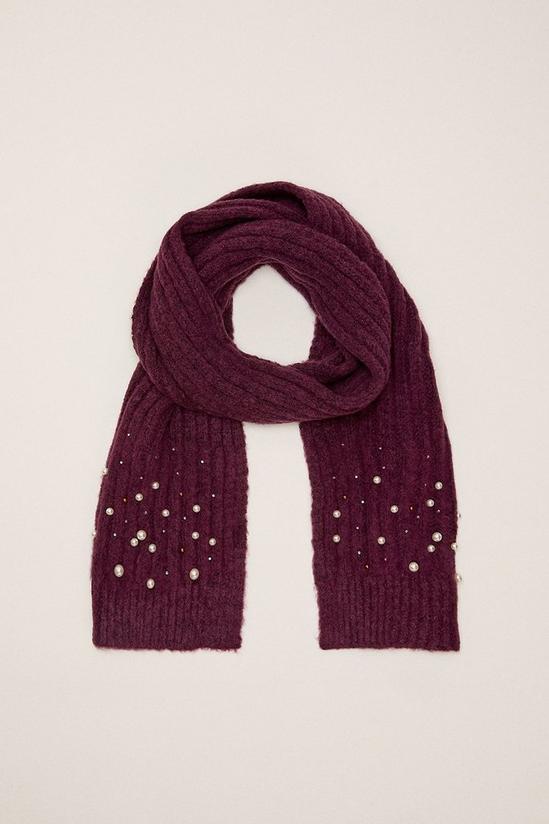 Oasis Embellished Rib Knitted Scarf 1