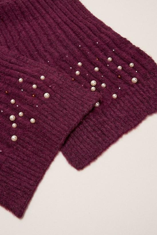 Oasis Embellished Rib Knitted Scarf 2