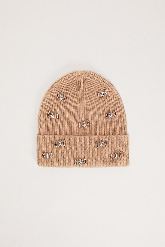 Oasis All Over Embellished Rib Knitted Beanie 1