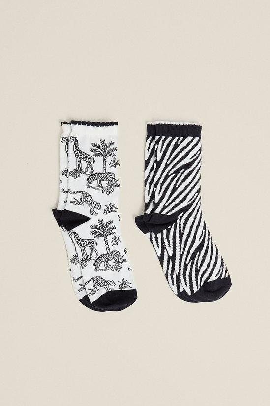 Oasis Safari Print 2 Pack Socks 1