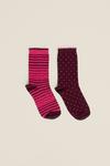 Oasis Stripe And Spot 2 Pack Socks thumbnail 1