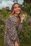 Oasis Leopard Shirred Square Neck Midi Dress thumbnail 1