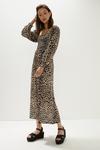 Oasis Leopard Shirred Square Neck Midi Dress thumbnail 2