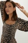Oasis Leopard Shirred Square Neck Midi Dress thumbnail 3