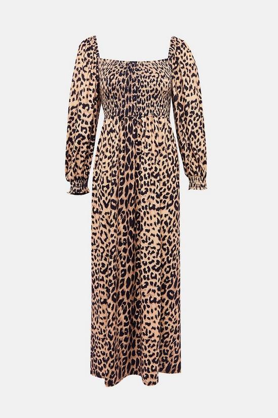 Oasis Leopard Shirred Square Neck Midi Dress 6