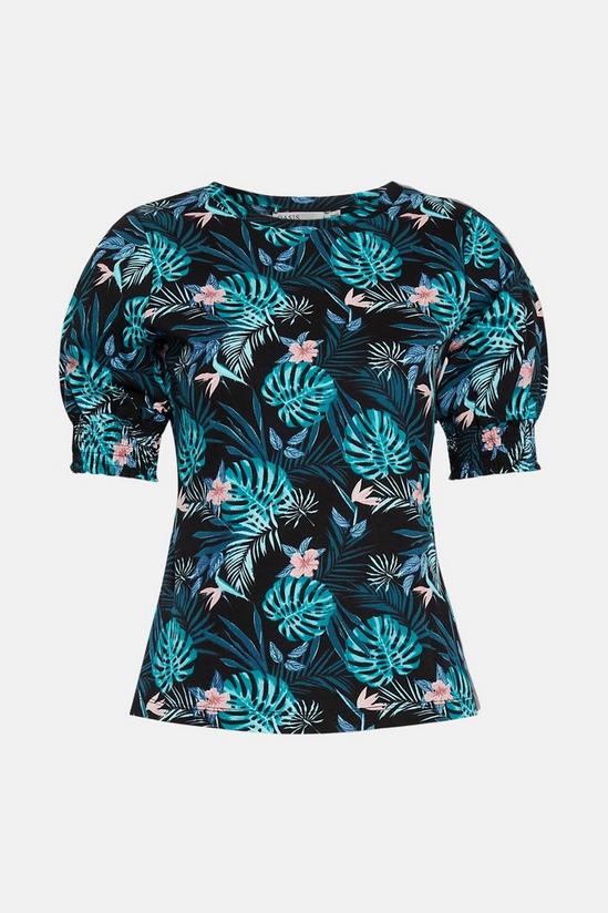 Oasis Palm Print Shirred Cuff T-shirt 5