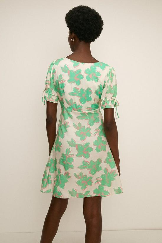 Oasis Floral Printed Tie Sleeve Tea Dress 3