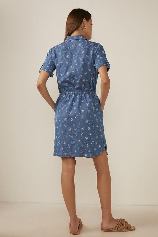 Oasis Ditsy Print Belted Chambray Dress 3
