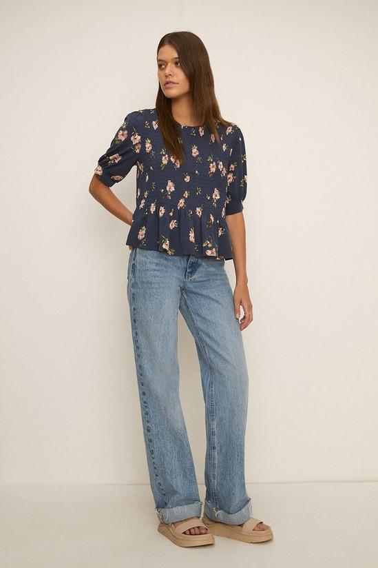 Oasis Floral Print Shirred Top 1