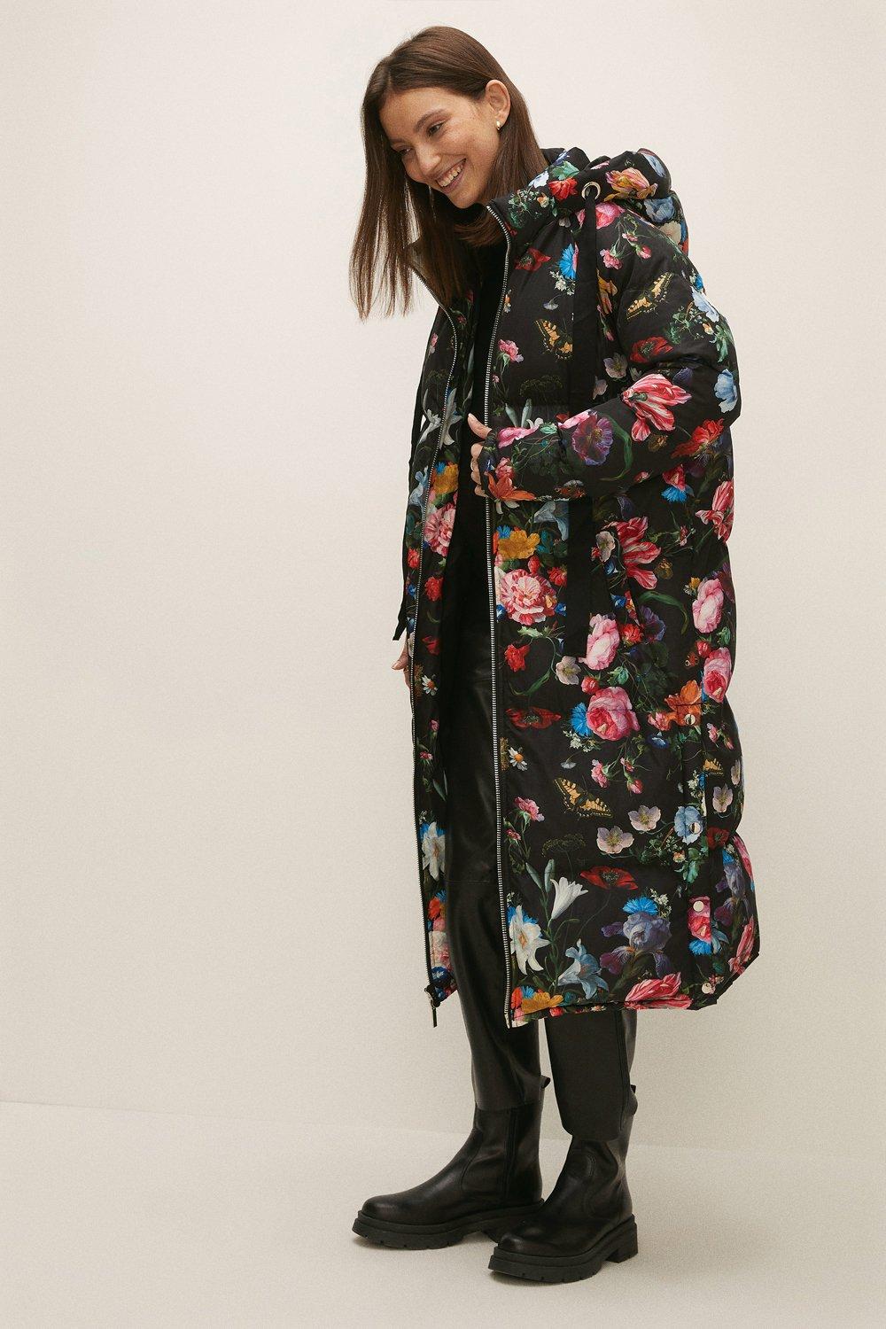 Printed Padded Longline Coat