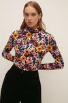 Oasis Soft Touch Floral Funnel Neck Top thumbnail 2