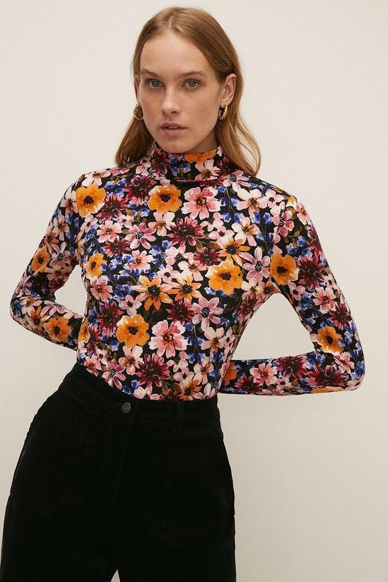 Oasis Soft Touch Floral Funnel Neck Top 2