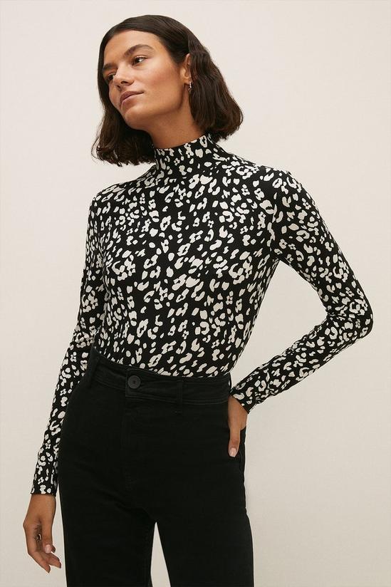 Oasis Soft Touch Animal Funnel Neck Top 1