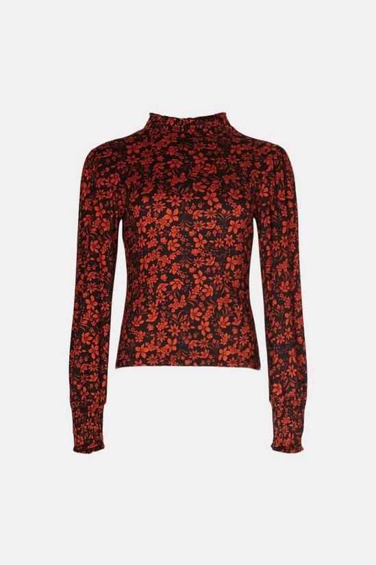Oasis Soft Touch Floral Shirred Neck And Cuff Top 4
