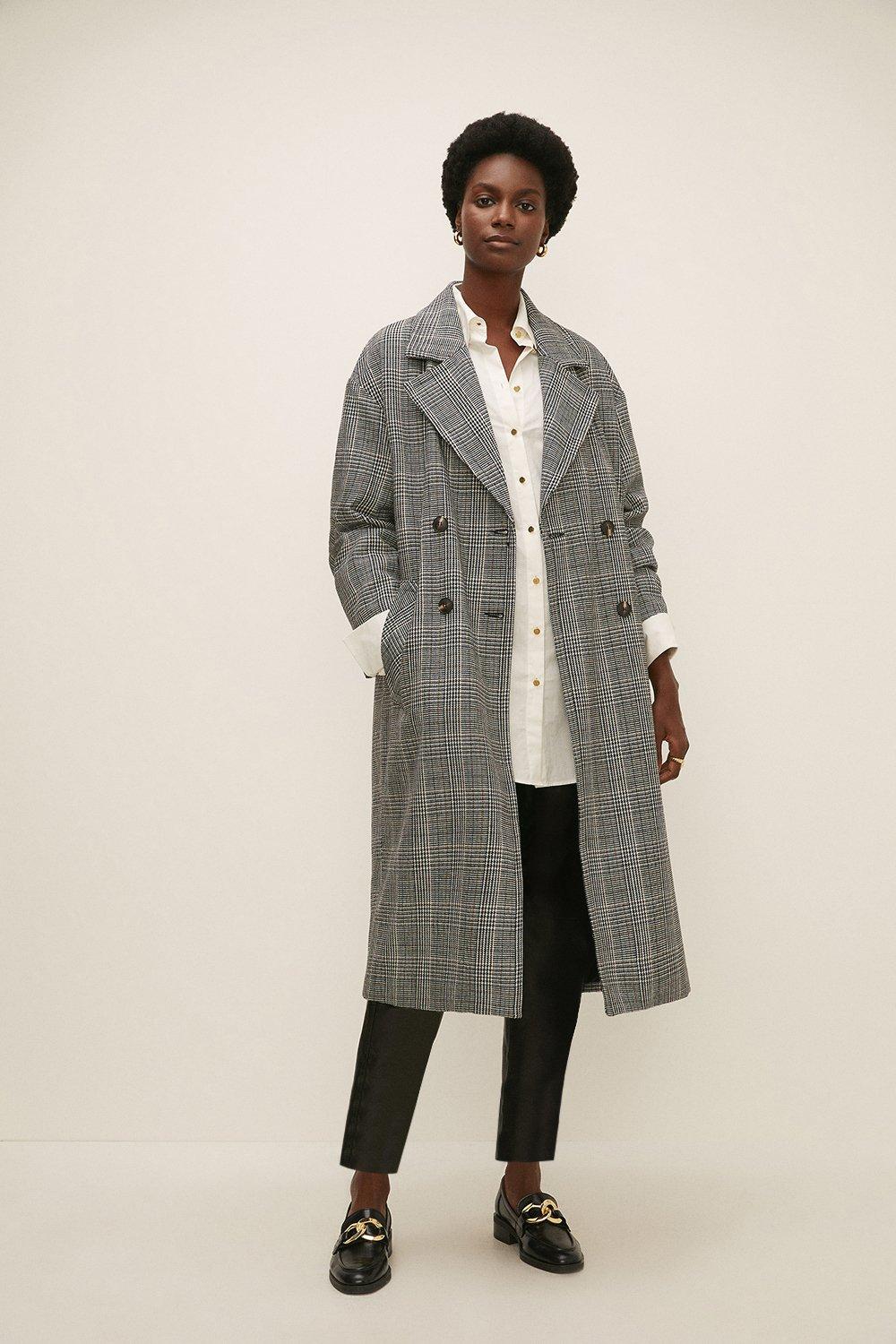 Topshop check trench on sale coat