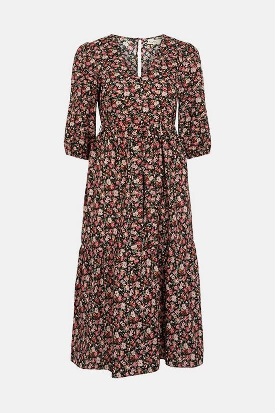 Oasis Printed V Neck Puff Sleeve Midi Dress 4