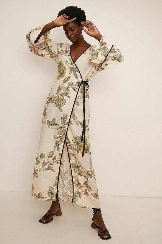 Oasis Paisley Printed Midi Kimono Wrap Dress 1