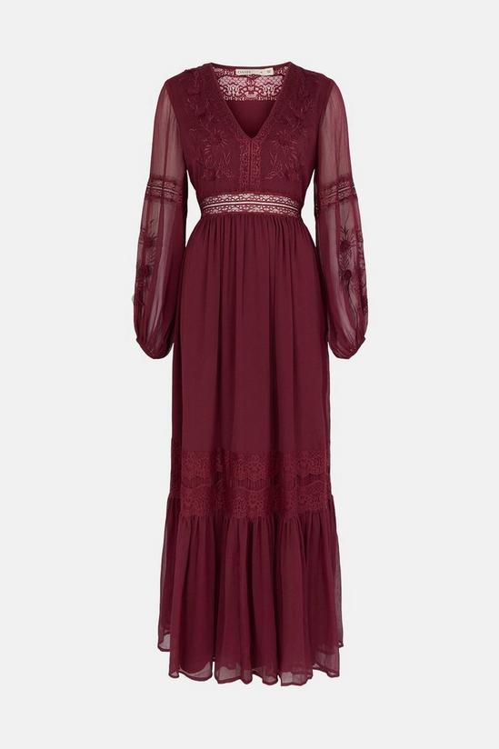 Oasis Lace Trim Embroidered Sleeve Maxi Dress 4