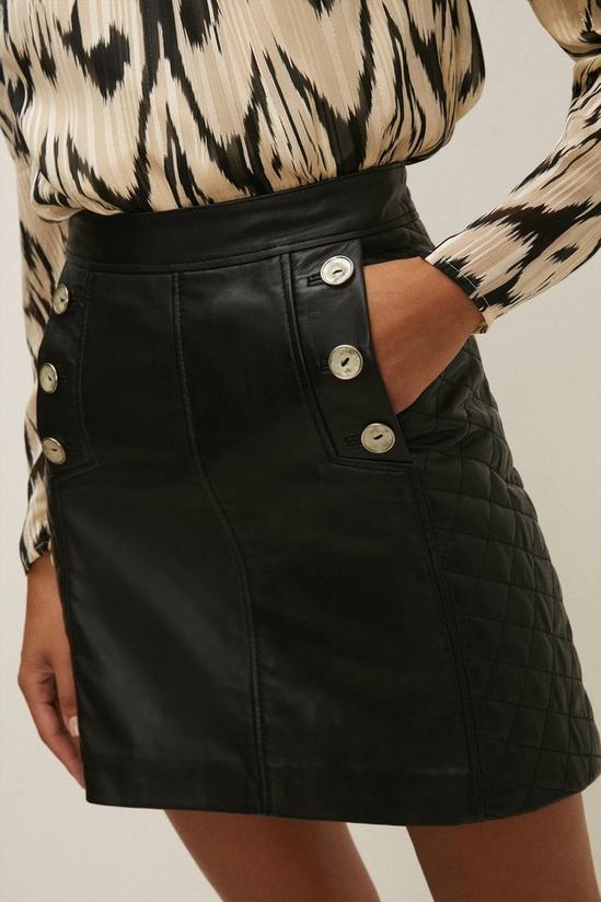 Oasis Leather Button Detail Mini Skirt 1