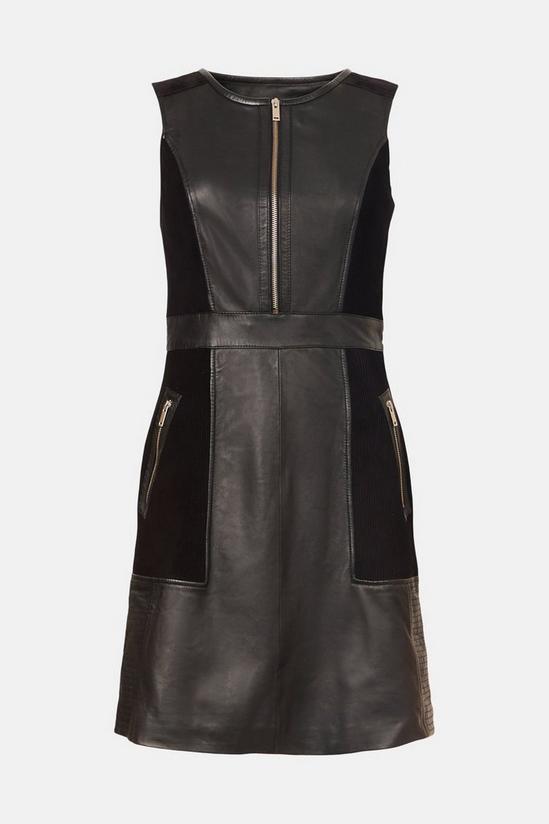Oasis Leather And Suede Patched Dress 4