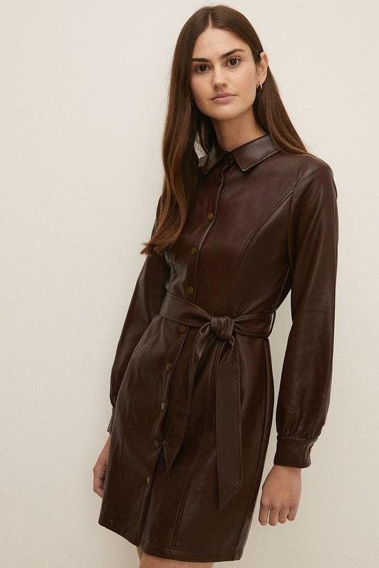 Oasis Faux Leather Belted Shirt Dress 2