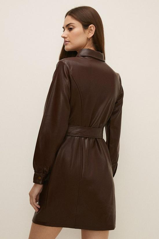 Oasis Faux Leather Belted Shirt Dress 3