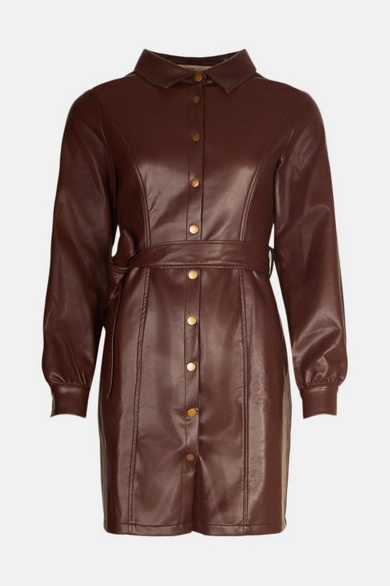 Oasis Faux Leather Belted Shirt Dress 4