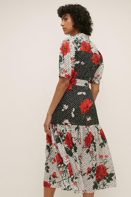 Oasis Large Floral And Spot Belted Midi Dress 3