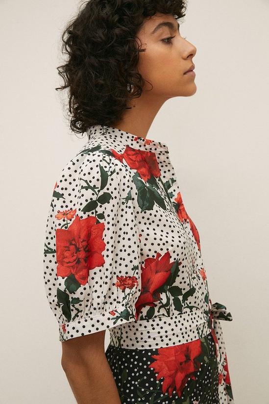 Oasis Large Floral And Spot Belted Midi Dress 6