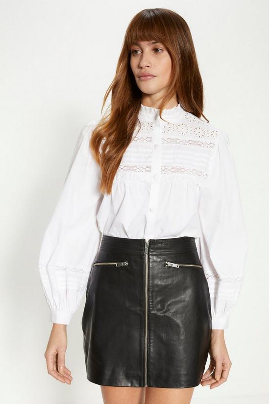Oasis Leather Zip Through Mini Skirt 1