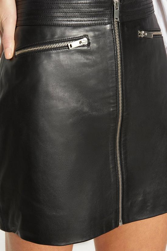 Oasis Leather Zip Through Mini Skirt 2