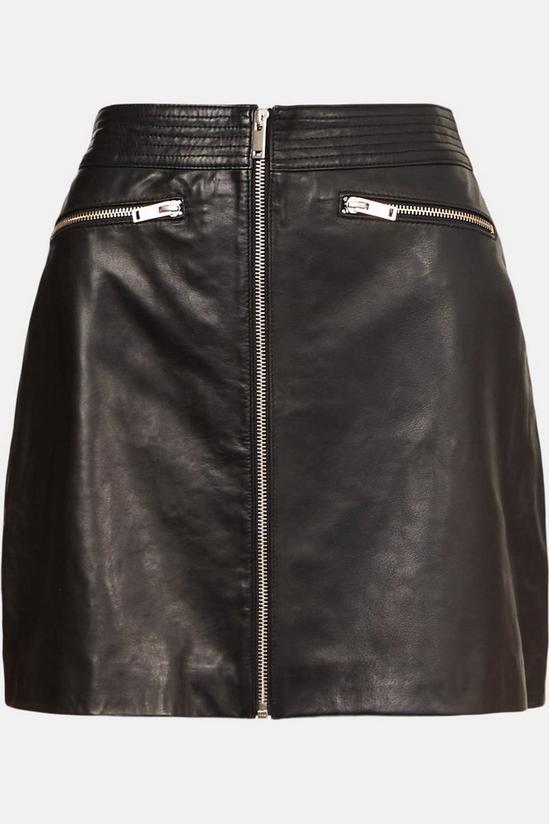 Oasis Leather Zip Through Mini Skirt 4