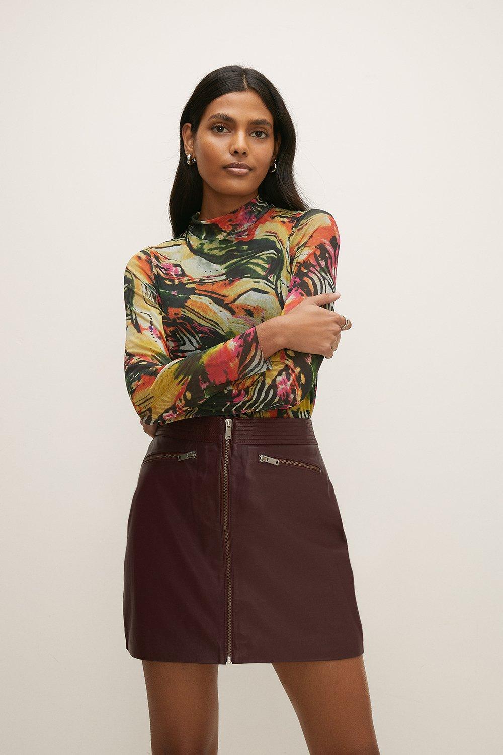 Burgundy leather 2025 skirt oasis