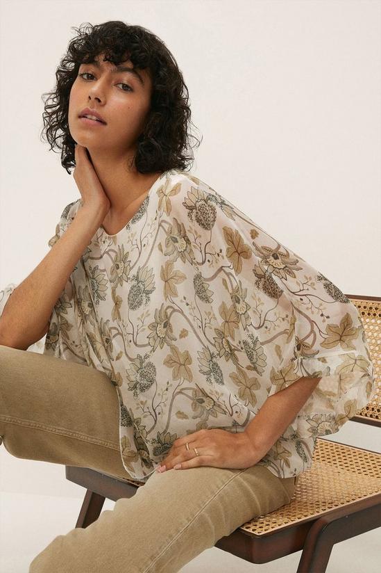 Oasis Viscose Silk Mix Printed Kimono Sleeve Top 2